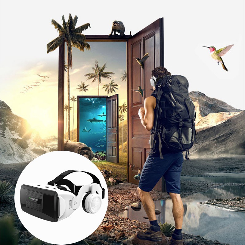 VR Box 3D Virtual Reality Bluetooth Glasses Earphone + Smart Wireless ...