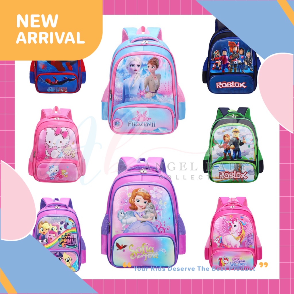 Angel Baby Kids Pony Unicorn Spiderman Roblox Cartoon School Bag