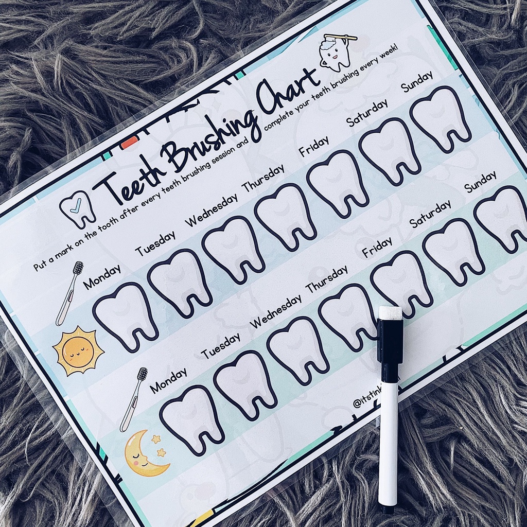 Teeth Brushing Chart - laminated activity with marker | Shopee Malaysia