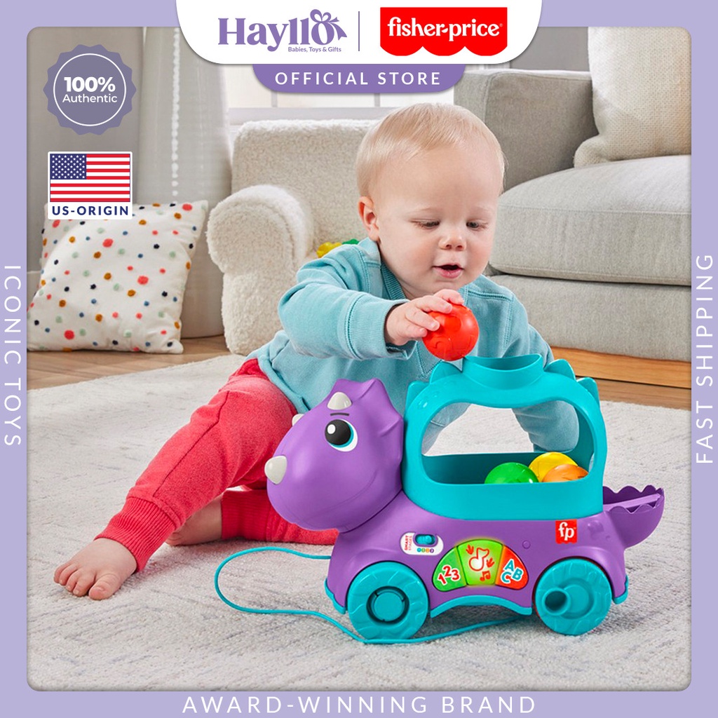 Fisher Price Poppin’ Triceratops Interactive Ball Popper Pull Toy