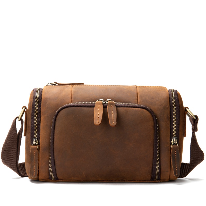 Fashion Men's Shoulder Bag Genuine Leather Messenger Backpack Large