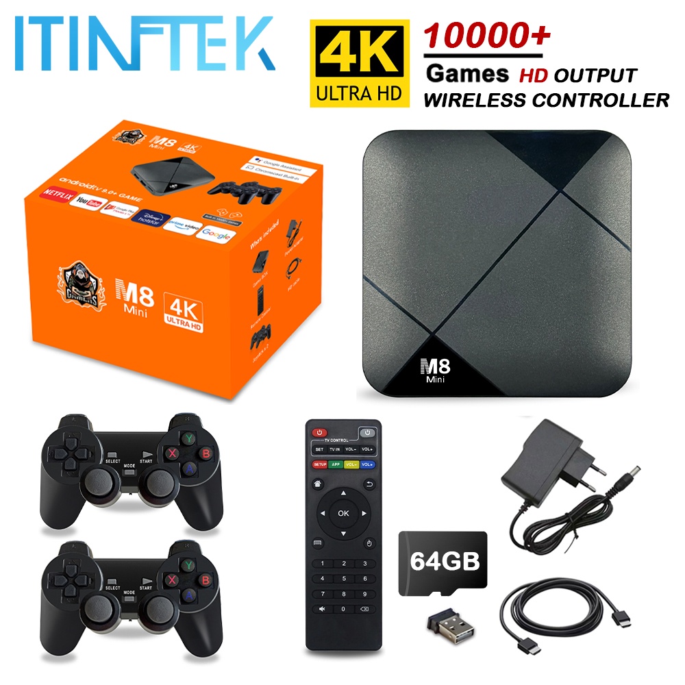 M8 Mini Video Game Console Android TV BOX 10000 Games 64GB 2.4G WiFi 4K  Wireless Controller Stick Game for PS1 GBA CP1 10000 Games 7EYS | Shopee  Malaysia