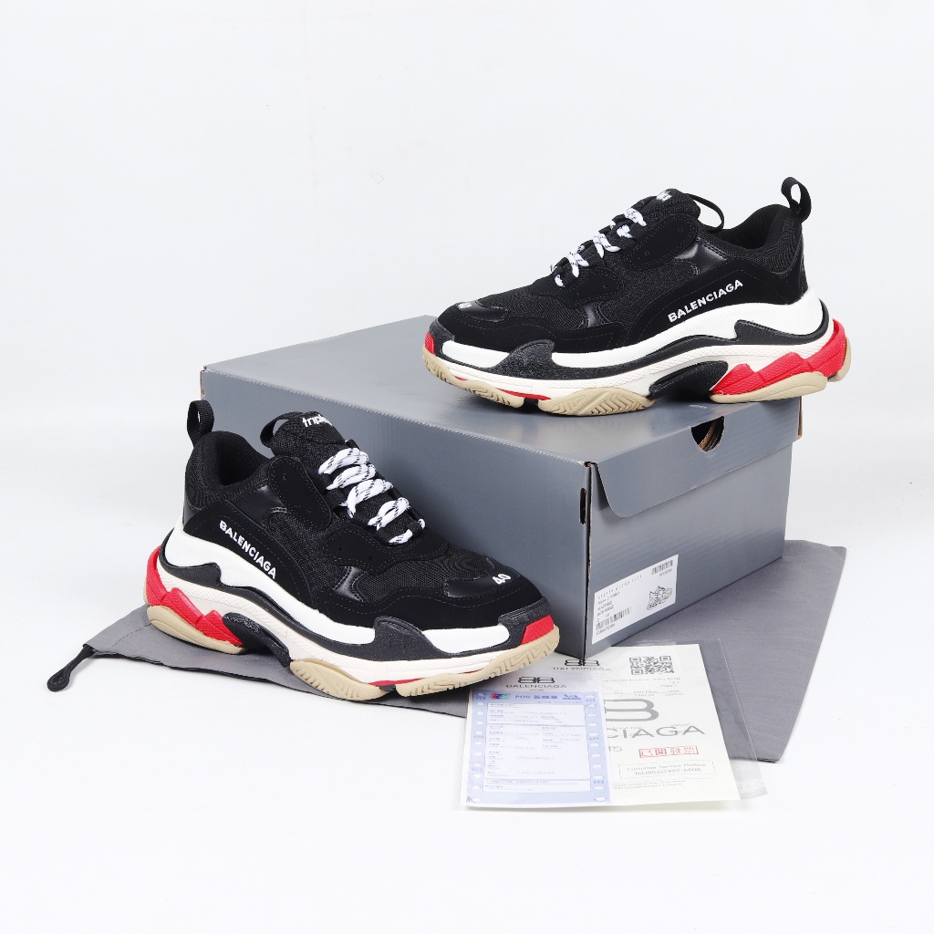 Balenciaga Triple S Black White Red Sneakers 