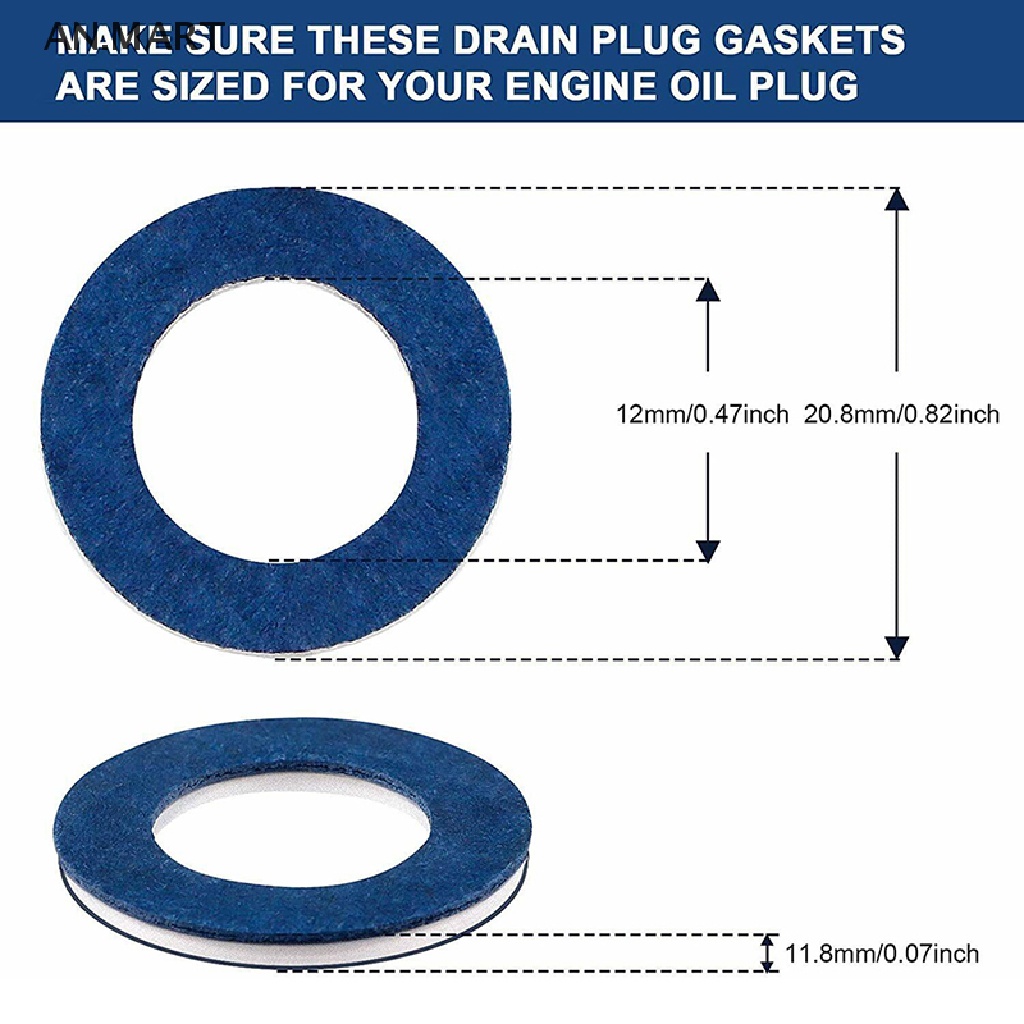 AN.MART 10Pcs Oil Pan Gaskets Aluminum Engine Oil Drain Plug Crush