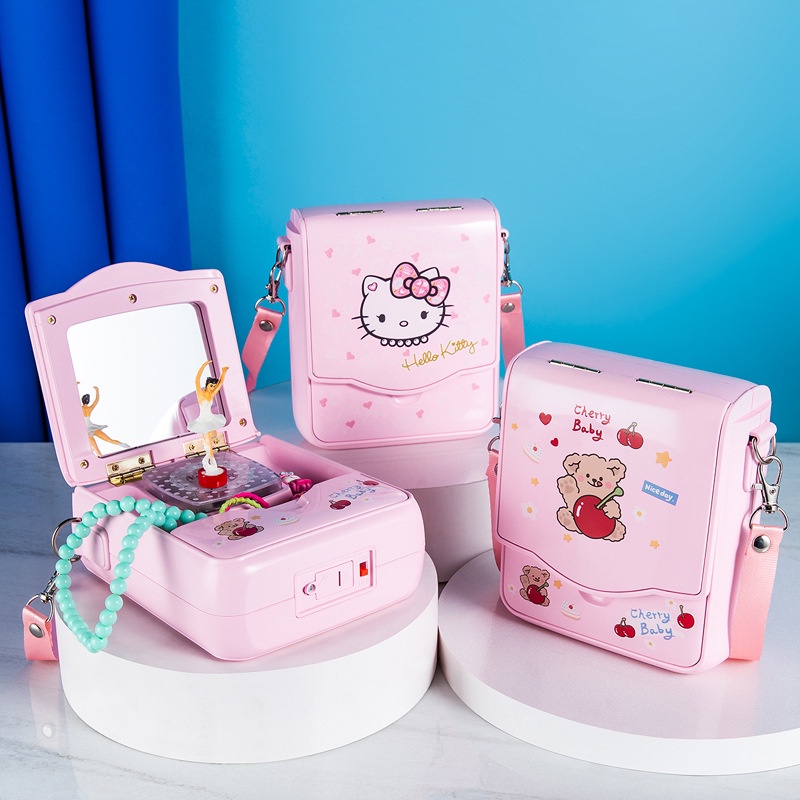 Girl Heart Hello Kitty Bag Music Box Colorful Light Rotating Dancing