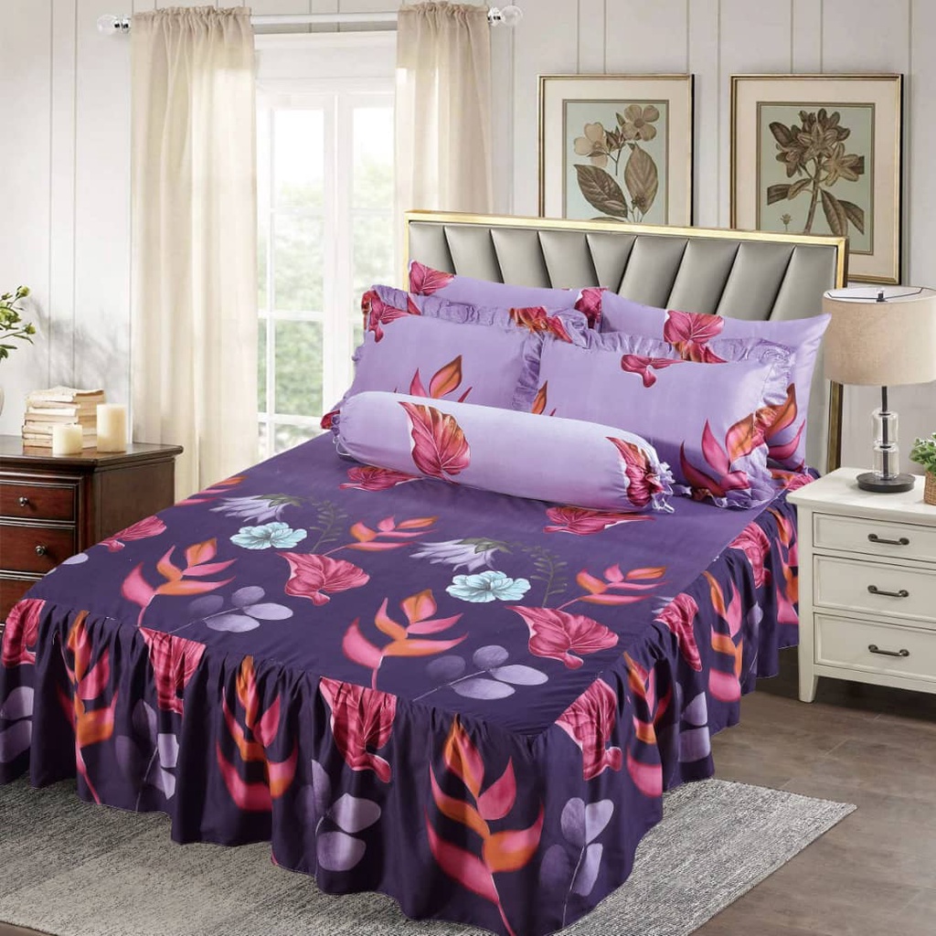 6in1 Cadar Ropol Queen Size Bedsheet Pattern Design Bedsheet Skirt ...