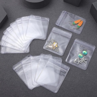 10 Pieces Jewelry Bag Self Seal Plastic Zipper Bag Clear PVC Rings