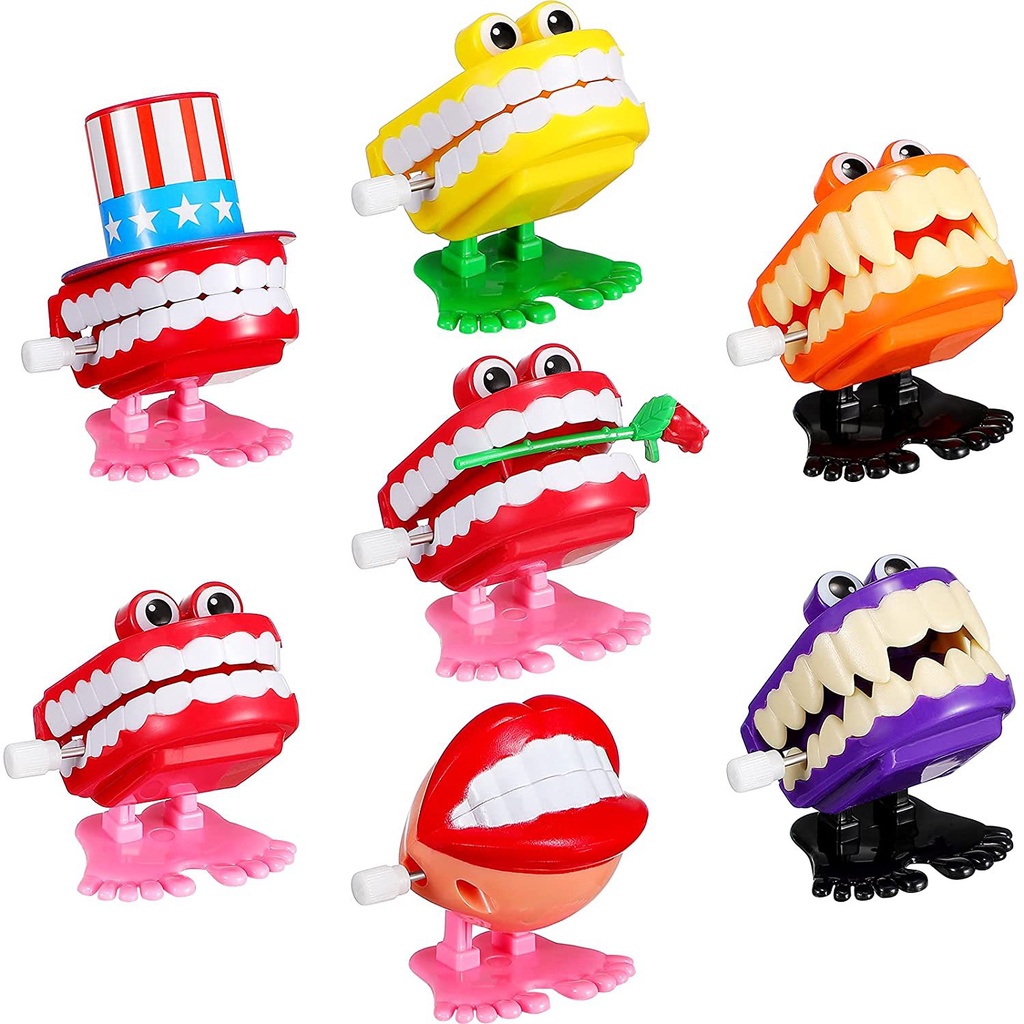 Hopping Teeth Windup Toys / Jumping Toys with Eyes / Denture Model