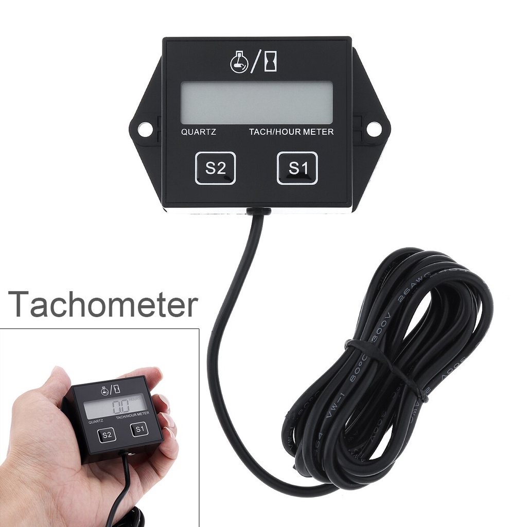 LCD Engine Counter Tachometer Gauge Tach Hour Meter Gauge Engine RPM