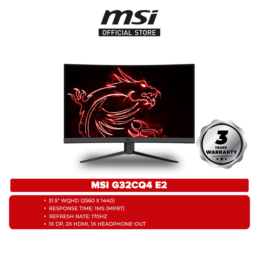 MSI G32CQ4 E2 31.5" WQHD 170Hz Curved Gaming Monitor Shopee Malaysia