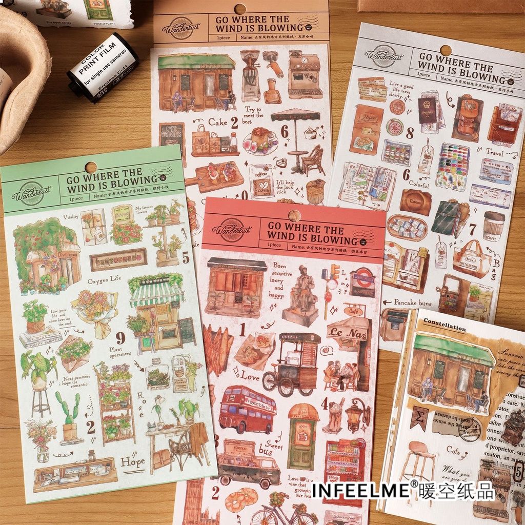 Journamm Ins Travel Stickers Creative Scrapbook Supplies Collage Junk ...