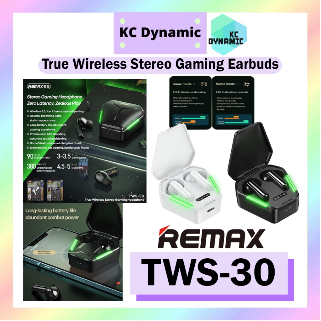 REMAX TWS 30 VERSION 5.0 TRUE WIRELESS STEREO GAMING EARBUDS