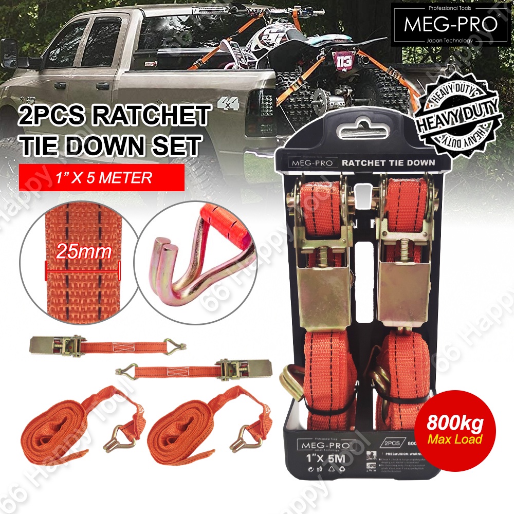 MEG-PRO 2pcs Ratchet Tie Down Heavy Duty 1