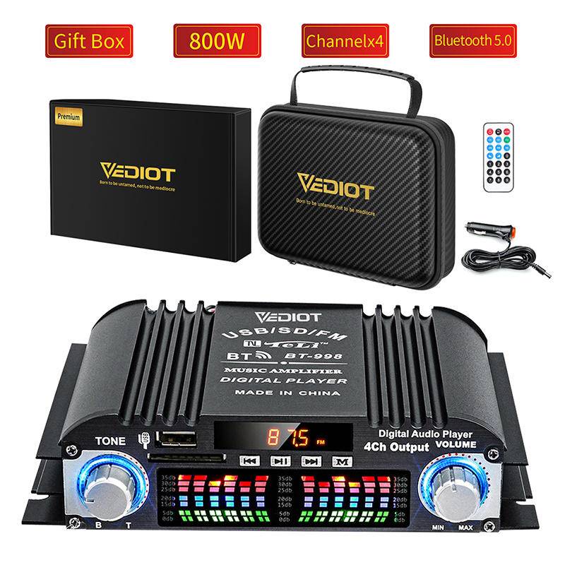 Vediot 12V/220V 800W Mini bluetooth Car Audio Amplifier HiFi Power