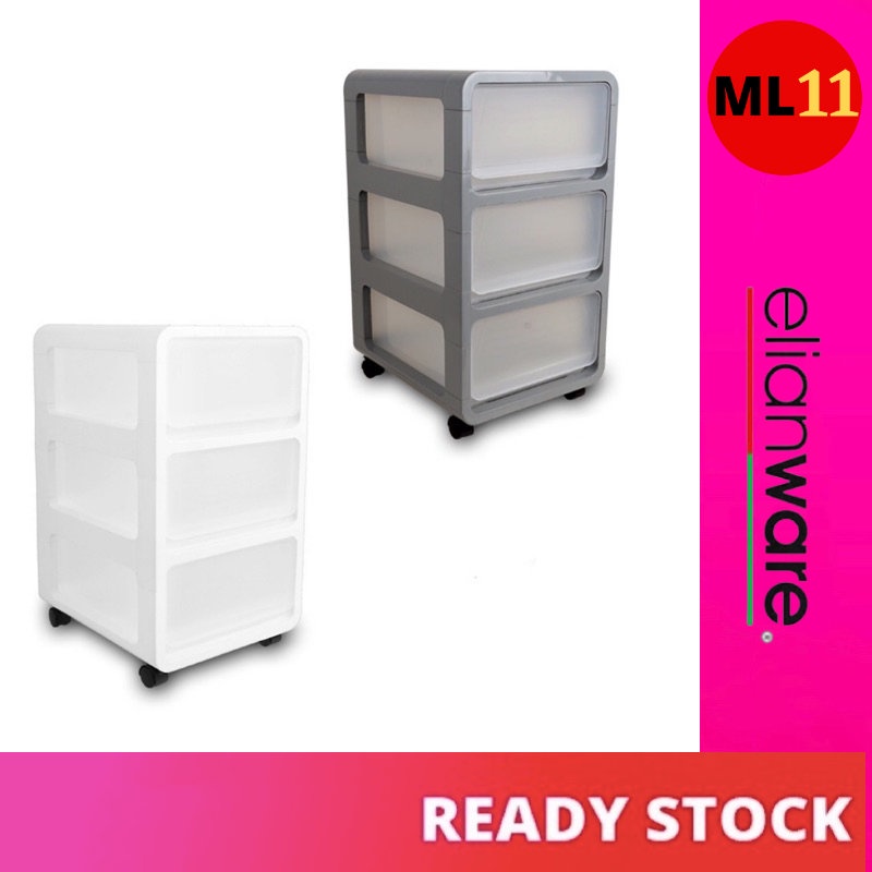 ELIANWARE 3 Layers Elegant Toy Office Drawer Storage Box with Roller E ...