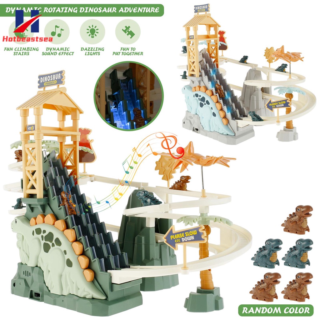 Climb Stairs Toy Electric Dinosaur Climbing Stairs Tracks Slide Toy Set