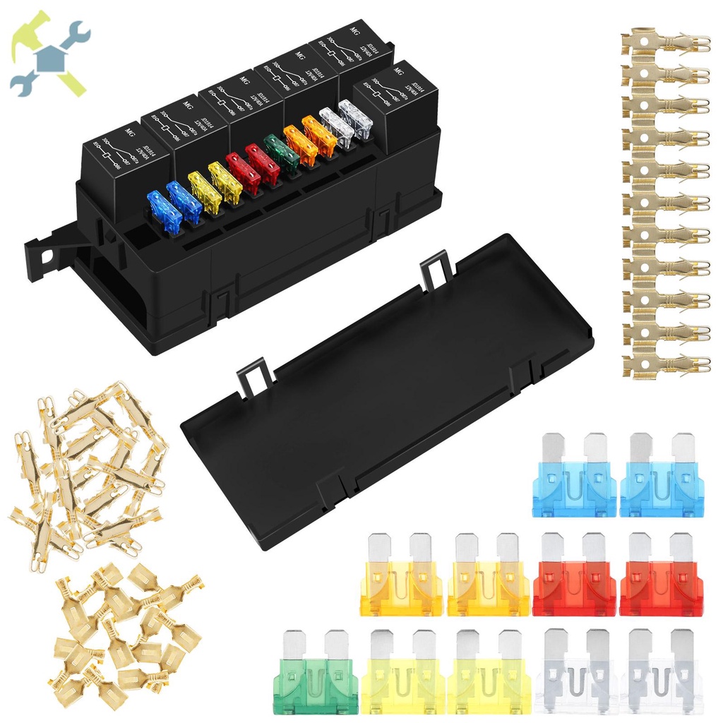 12V Fuse Relay Box Kit Auto Waterproof Fuse Relay Box Block with 52 ...
