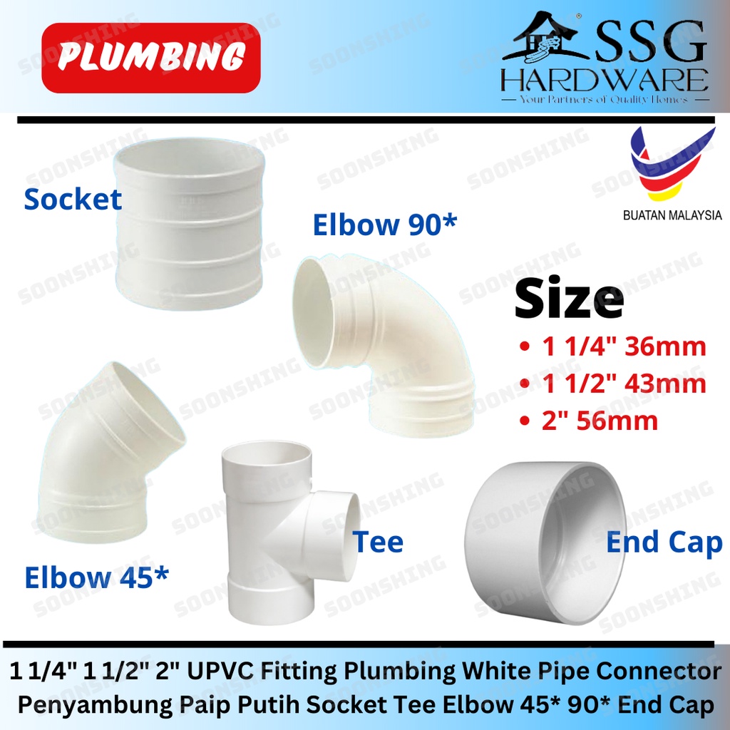 Upvc Fitting Plumbing White Pipe Connector Penyambung