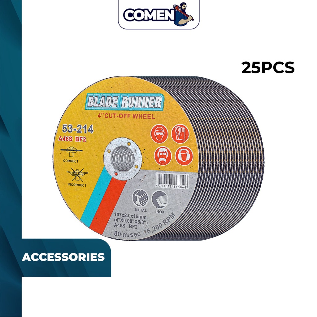 COMEN Blade Runner Cut Off Wheel 4 Inch (25 Pcs) Stainless Steel Metal ...