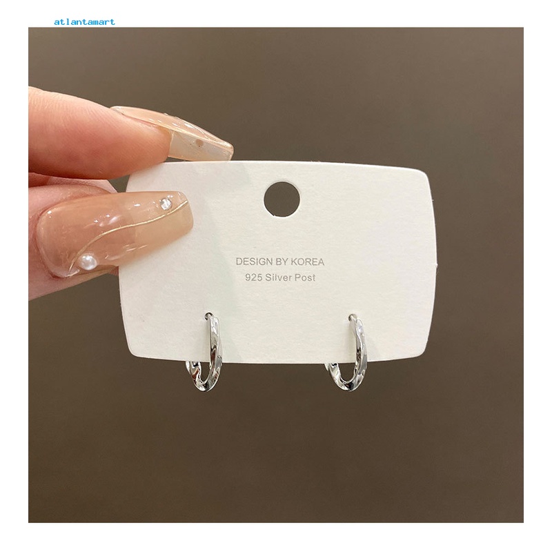 Atl Stylish Irregular Silver Circle Earrings Versatile Unique Women's