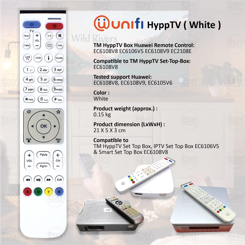Remote Control For Unifi TM HyppTV TV Plus Box EC6106V5 EC6108V8 EC2108E HP40A3 Myunifi Playtv Huawei