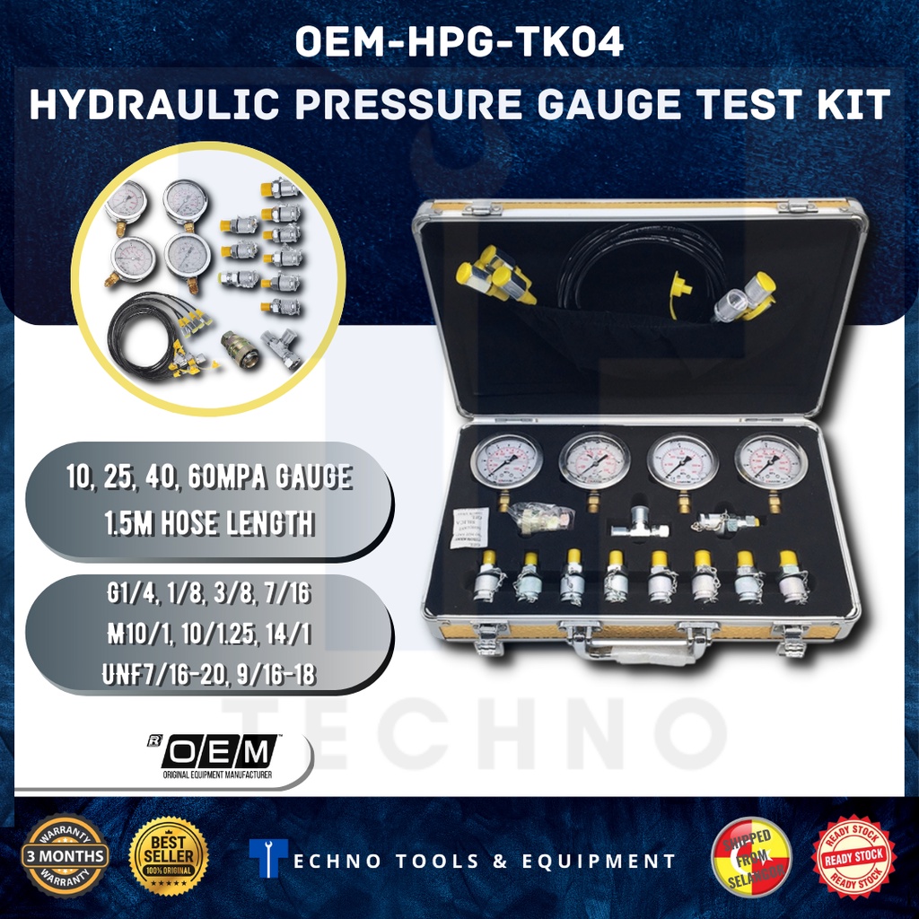 Portable Hydraulic pressure gauge Excavator Hydraulic Pressure Test Kit ...