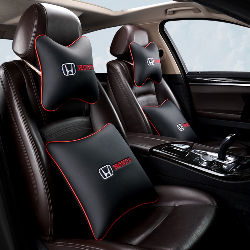 Honda Car Headrest Pillow Neck Pillow Memory Foam Leather Lumbar Pillow