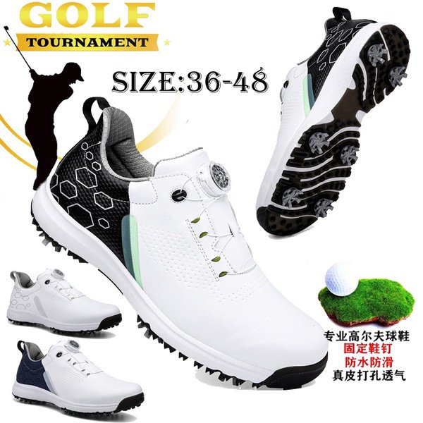 Professional Golf Shoes for Men Waterproof Classic Spiked Golf Sport