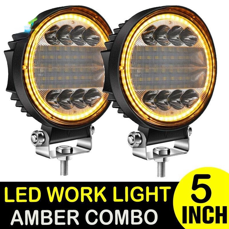 Round LED Work Light, 60W Flood Spot Combo Beam LED Light Daytime Running Light Off Road Driving Lights For Truck Suv I.504384336