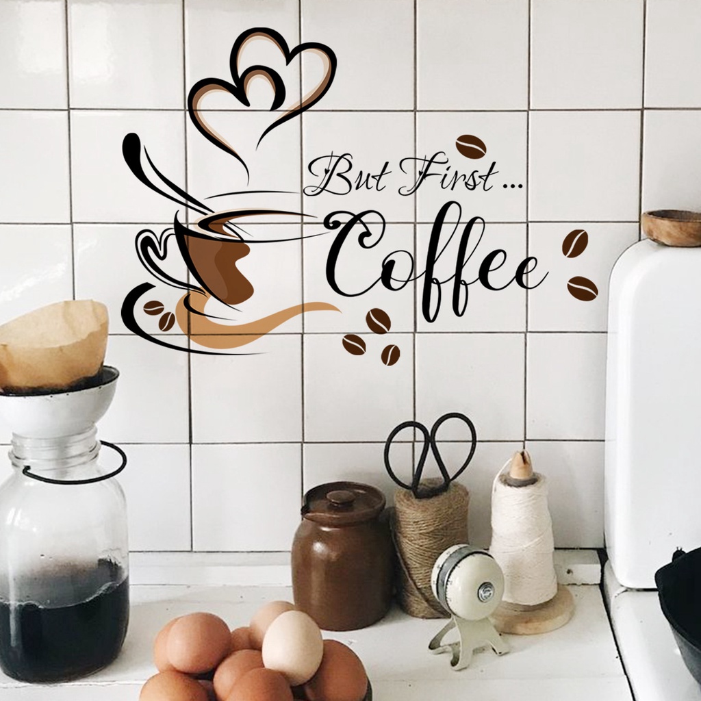 Coffee Cup Wall Stickers, English Wall Stickers, Cafe Wall Stickers