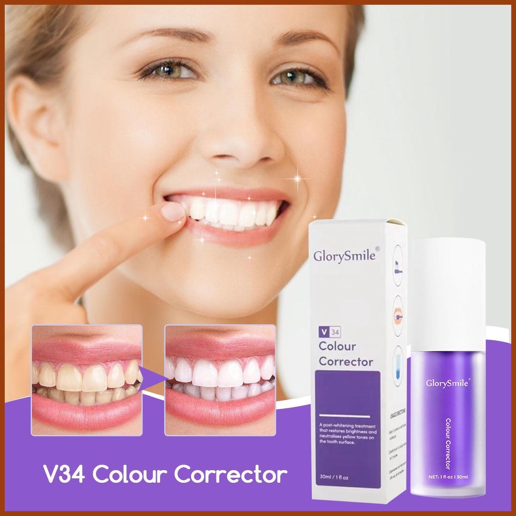 Hismile V34 Teeth Brightening Toothpaste Purple Color Corrector Serums ...