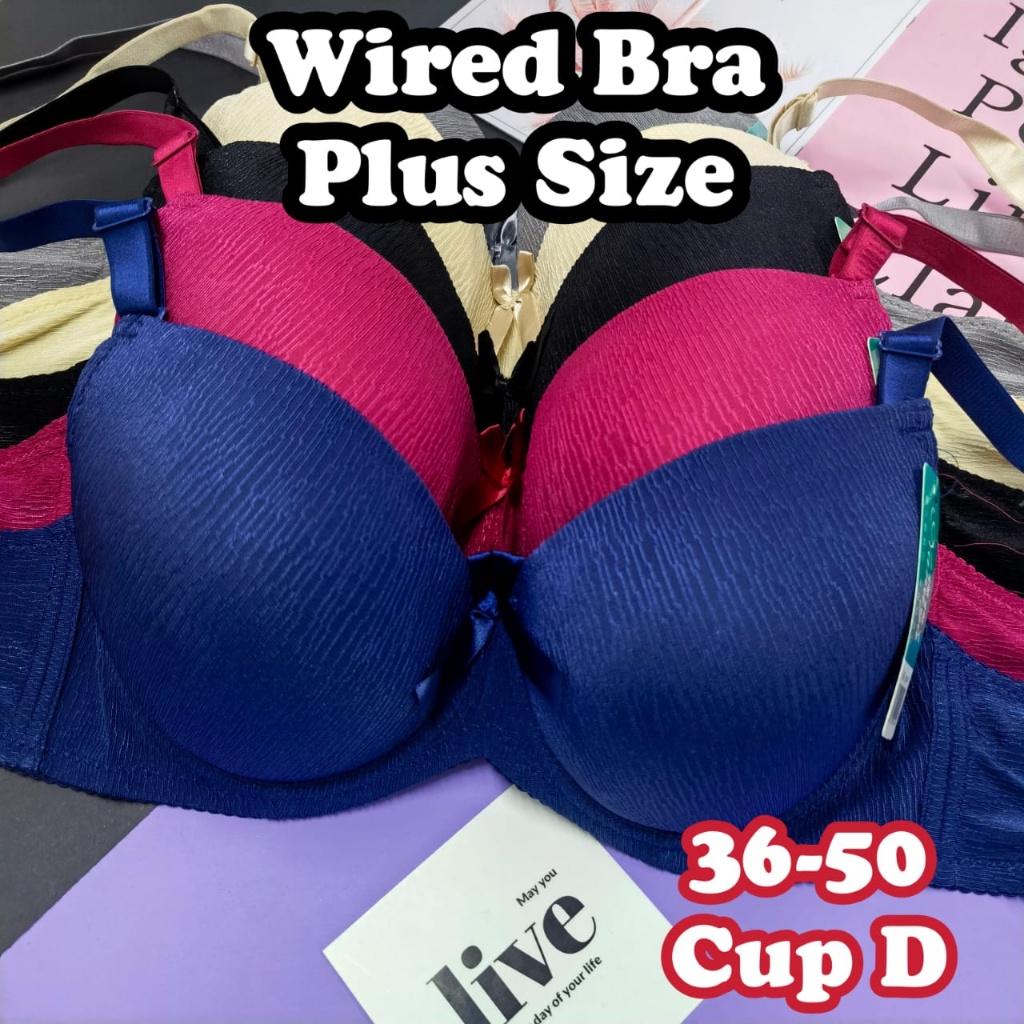 Wired Bra Plus Size 36-50 Cup D Full Cup Bra Baju Dalam Wanita Berdawai  Plus Size