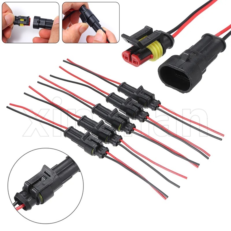 2 Pcs/Set Automotive Sealed Waterproof Connector / Wire Connector with ...
