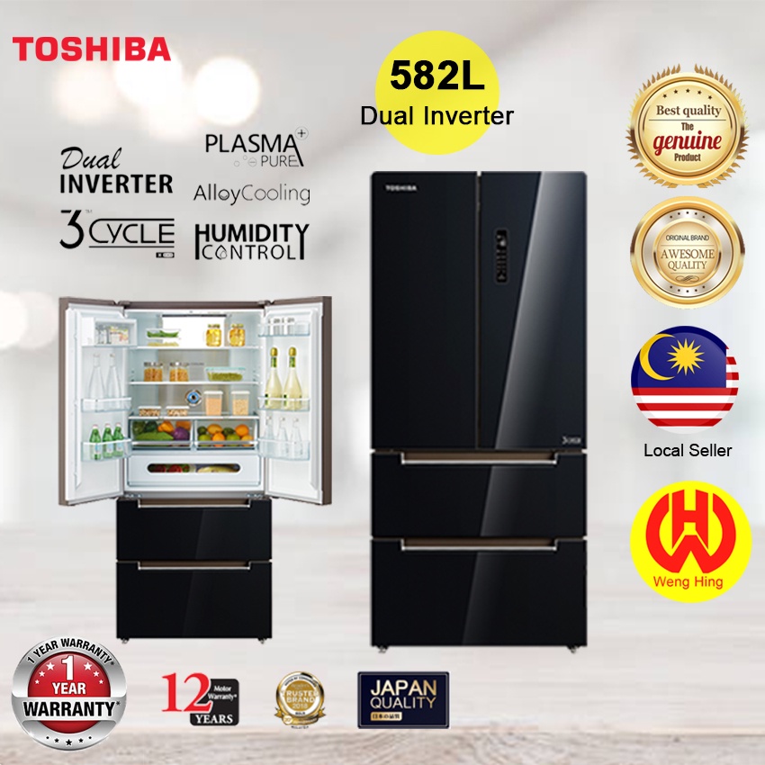 Toshiba 582L French Door Dual Inverter Refrigerator GR-RF532WE-PGY (22 ...