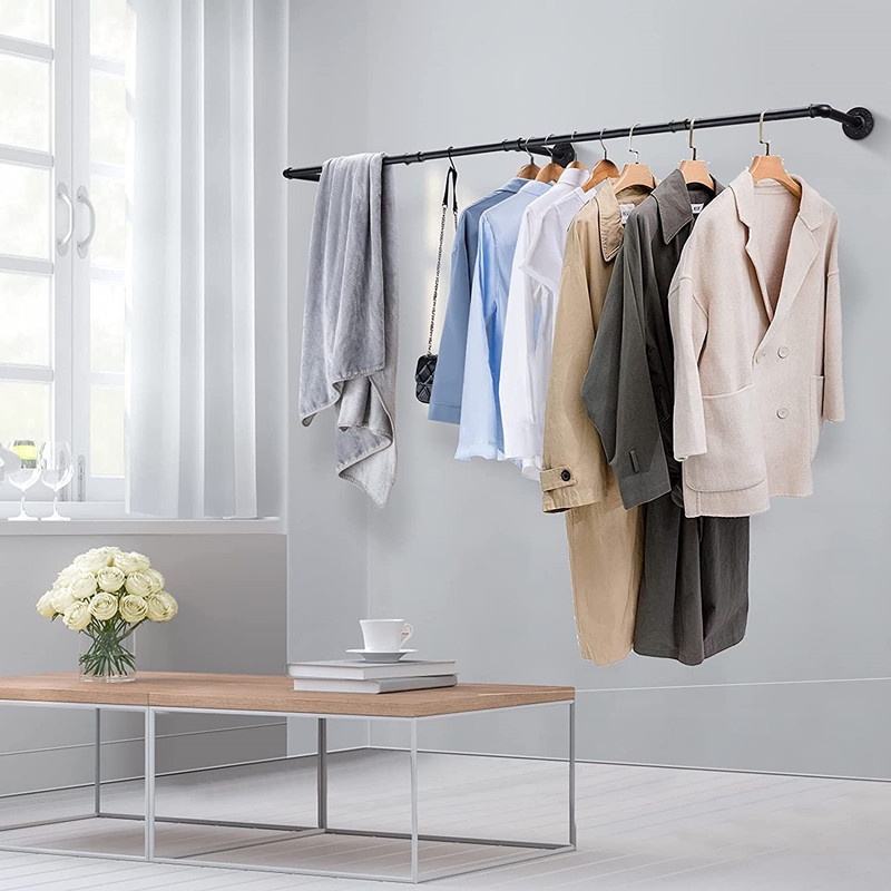 120cm / 100cm Clothes Rack Wall Mounted Clothing Bar Mulig Hanger ...