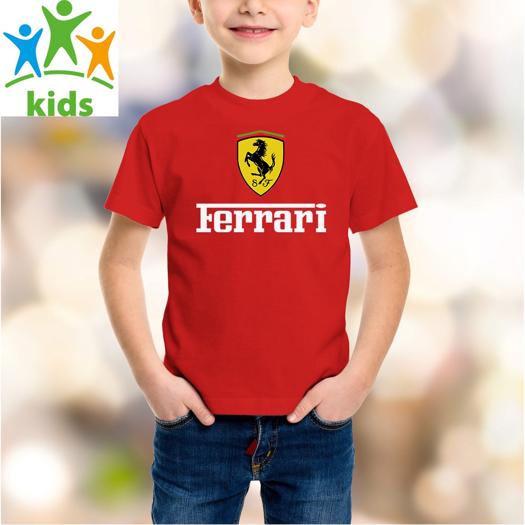 HOT SALE KID S 100 cotton plain t shirt FERRARI Kids Shirts Kids Shirts Newest Jersey Model Tops 2 14 Years Old Shopee Malaysia