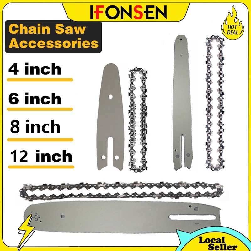 IFONSEN 4"/6"/8"10‘’/12"Chainsaw Blade & Chain Replacement Saw Parts