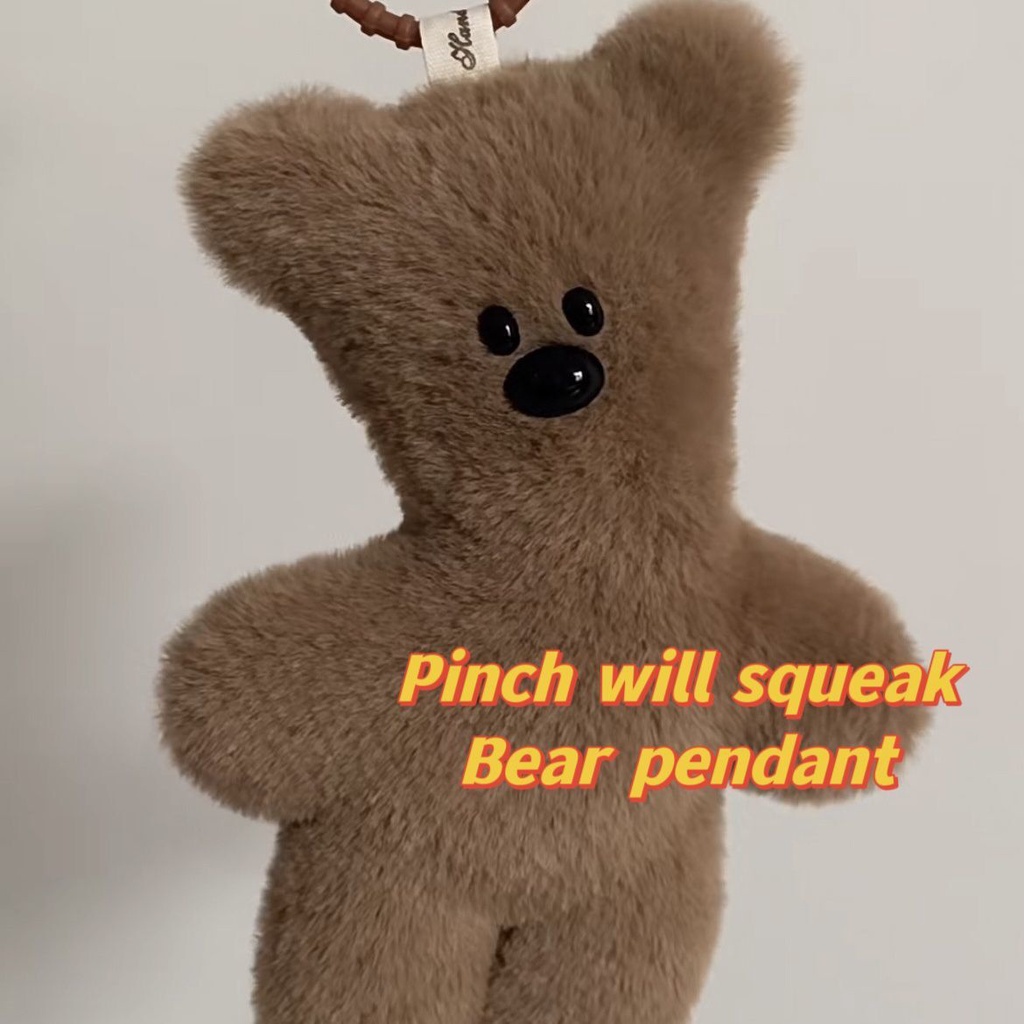 Squeaky Brown Teddy Bear Keychain Plush Doll Pendant Mr. Bean Teddy