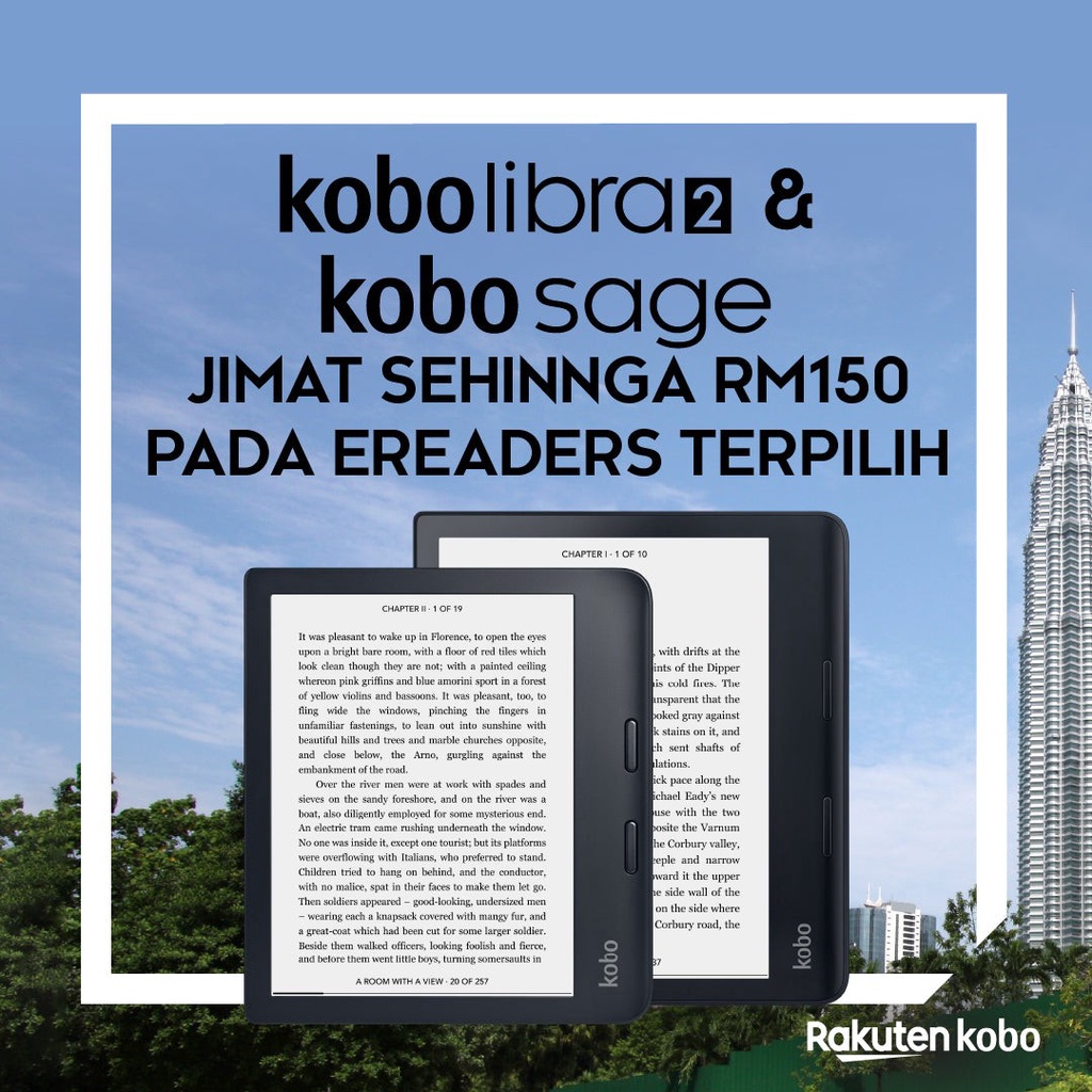 Rakuten Kobo Sage eReader Glare Free Touchscreen Waterproof Blue Light