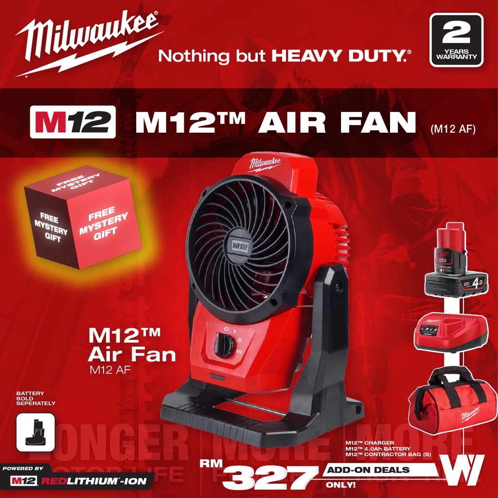 Milwaukee M12 AF Cordless Compact Mini Air Fan / Milwaukee Air Fan