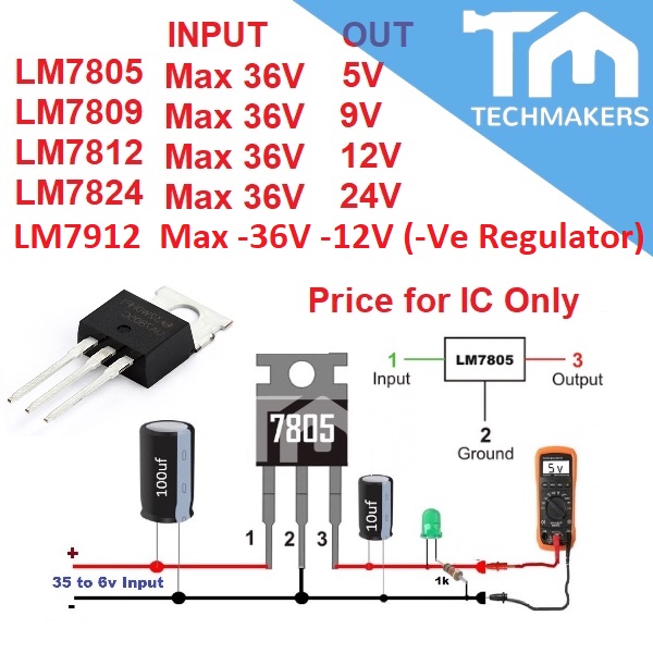 7805 7809 7812 7824 7912 5V 9V 12V 24V Fixed Output Three Terminal ...