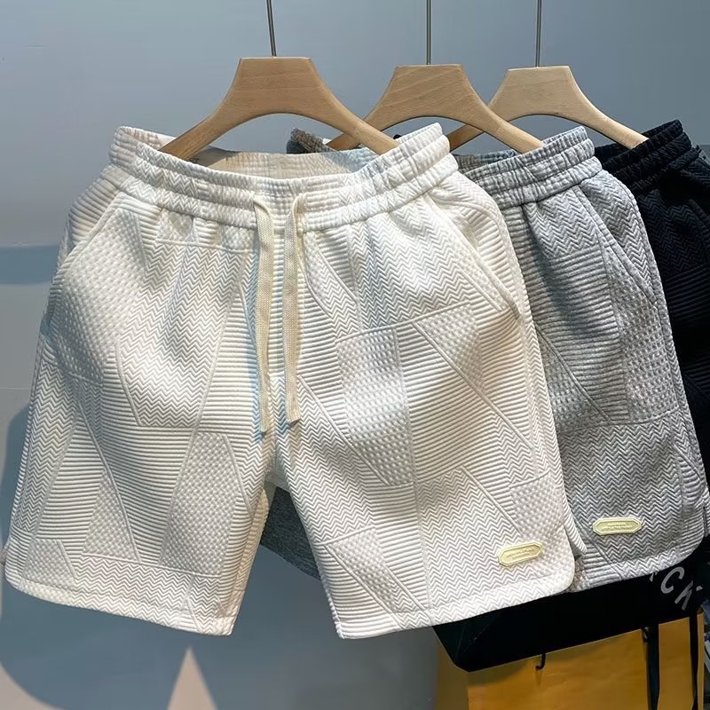 NEW Waffle Short pants Men Korean Trend pant Men s Shorts Casual Five Points Short Pants sport Beach Wear Short Pants SELUAR PENDEK SELUAR LELAKI Jersey pants Waffle Fashion Loose Shorts men white