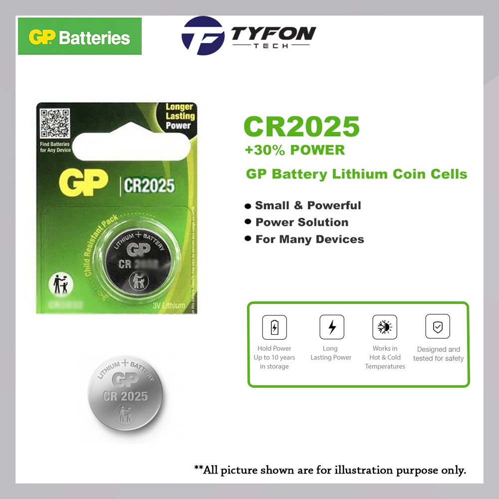 GP Battery Lithium Coin Cells CR 2025 Card of 1 (GPCR2025AS-2CPU5 ...