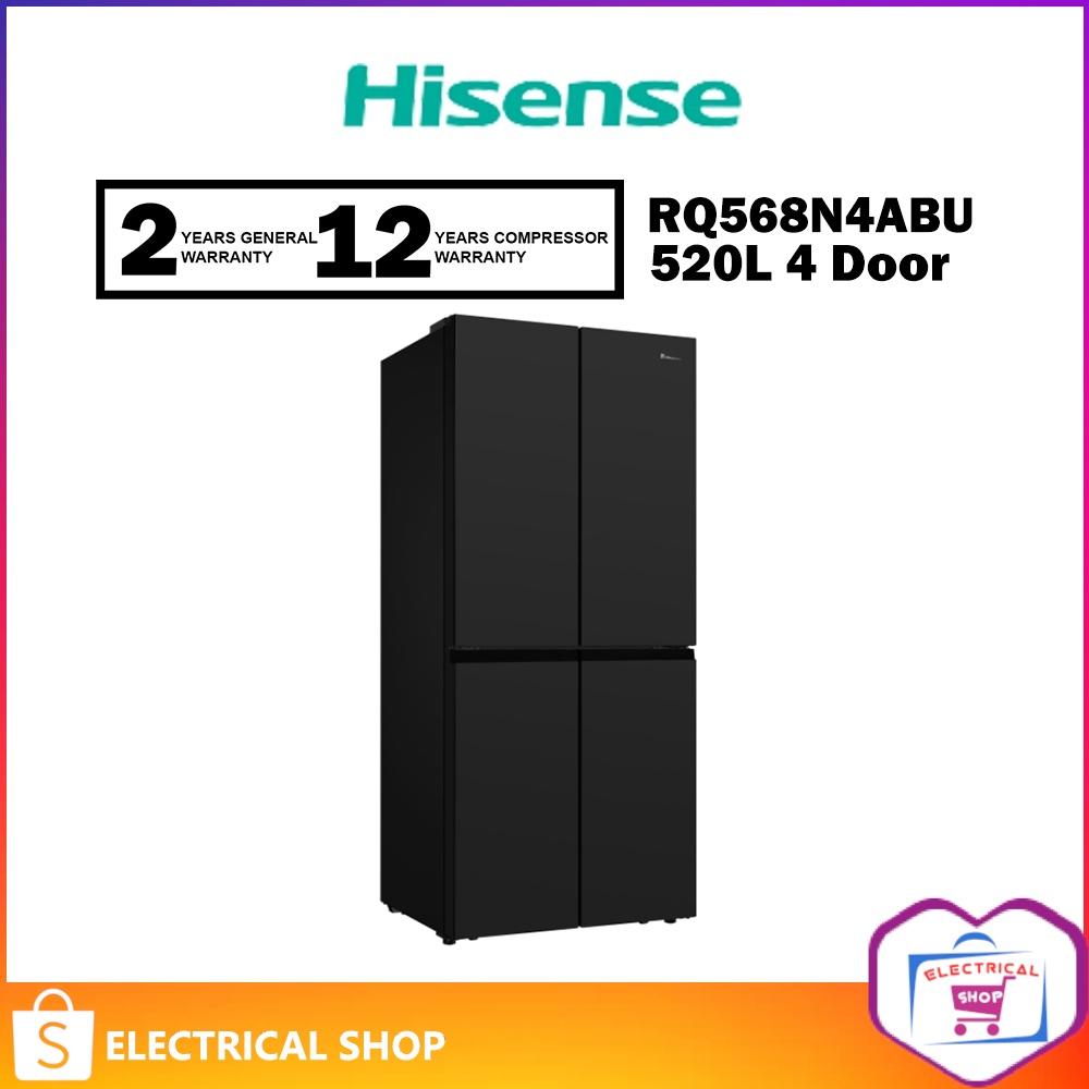 Hisense 520L 4 Door Inverter Fridge RQ568N4ABU Refrigerator (Black