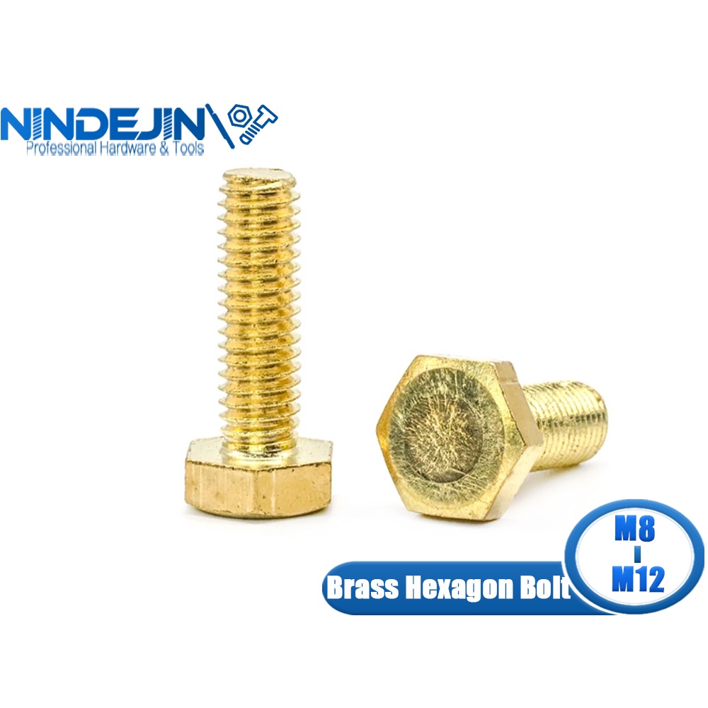 NINDEJIN Brass External Hexagon Screws Bolts M8 M10 M12 Hex Head Screws