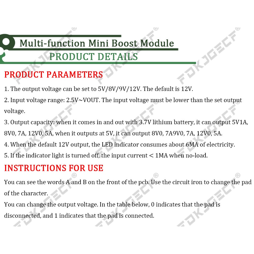 1.5A Multi-function Mini Boost Module Step Up Board 5V 8V 9V 12V LED ...