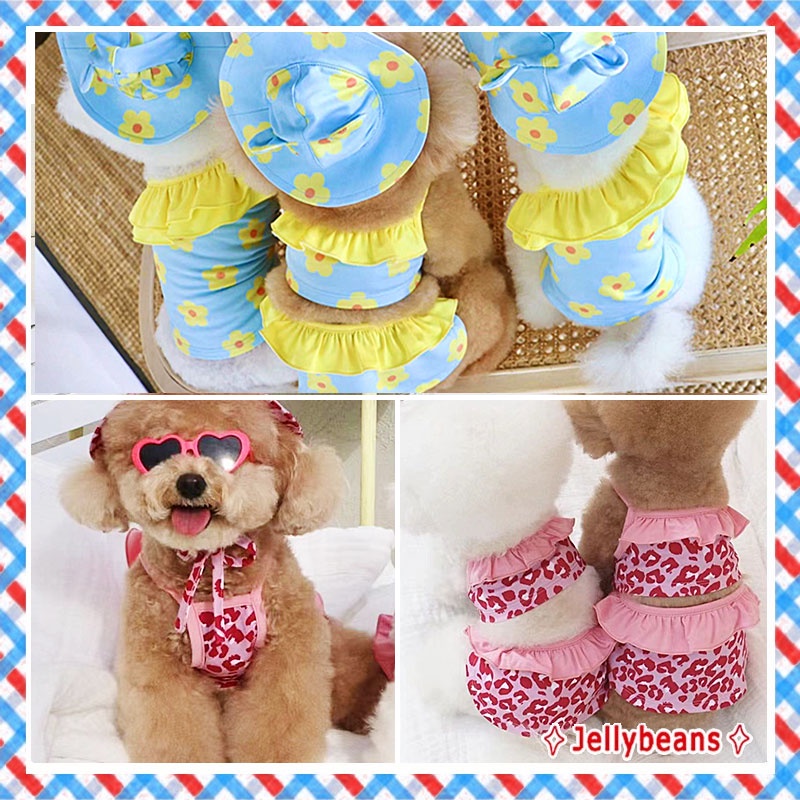 Dog swimsuit Dog one piece suspender dress Dog bikini Dog breathable