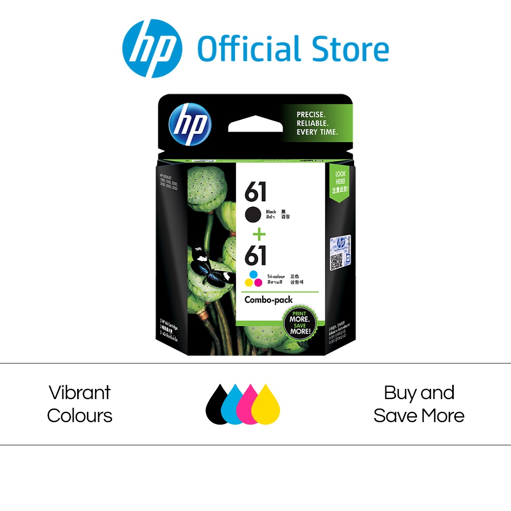 HP 61 Black/Tri-color Original Ink Cartridges (2 Packs) | Shopee Malaysia