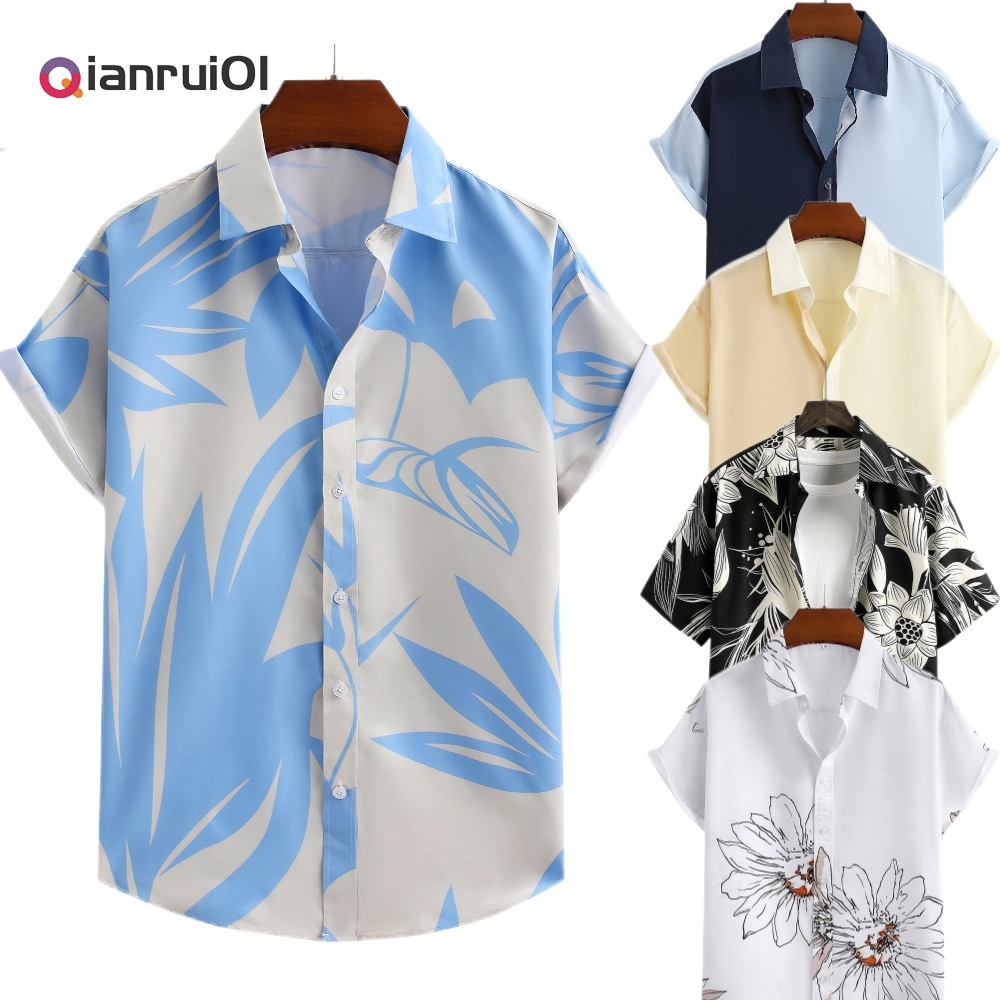 QIANRUI01 Casual shirt men plus size hawaiian shirts man Cool Summer