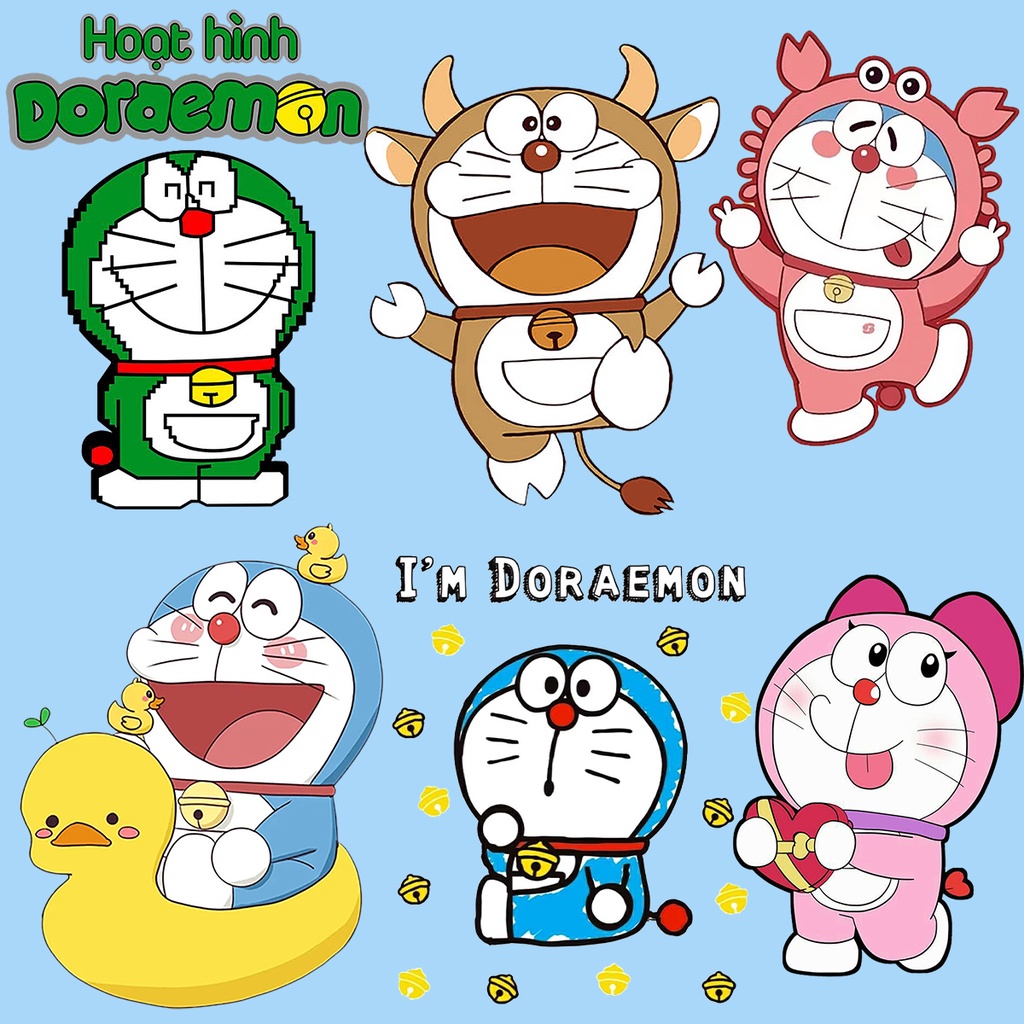 Doraemon Iron on Patches Kawaii Heat Transfer Stickers DIY Clothes Bag